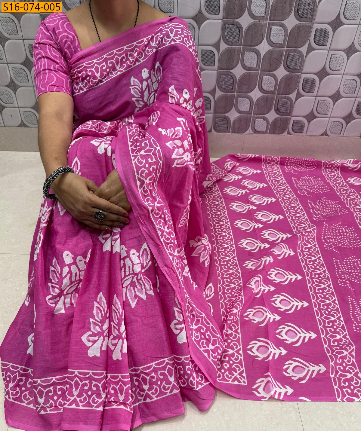 Pink Mulmul cotton  sarees