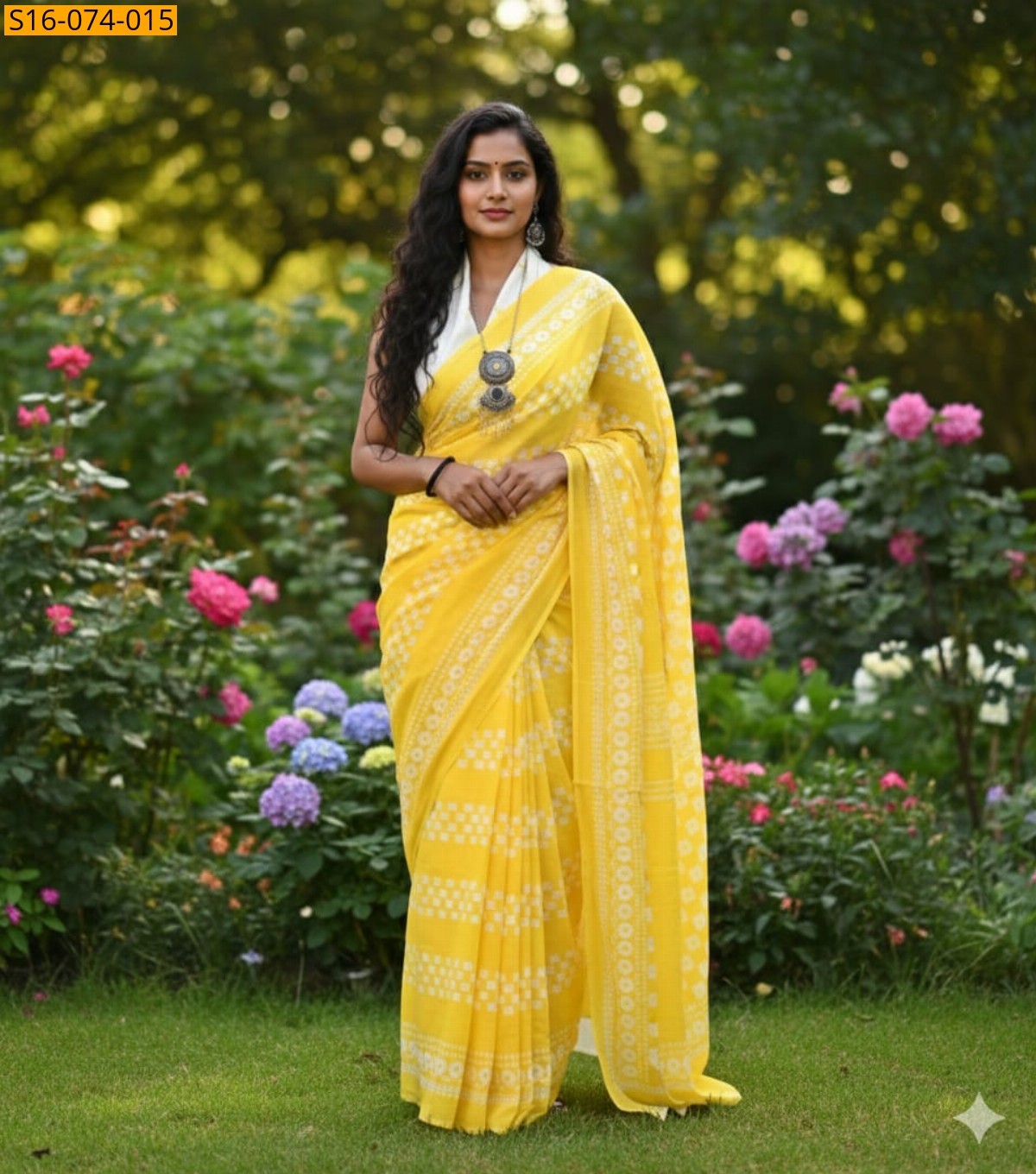 Yellow Cotton mulmul Sarees