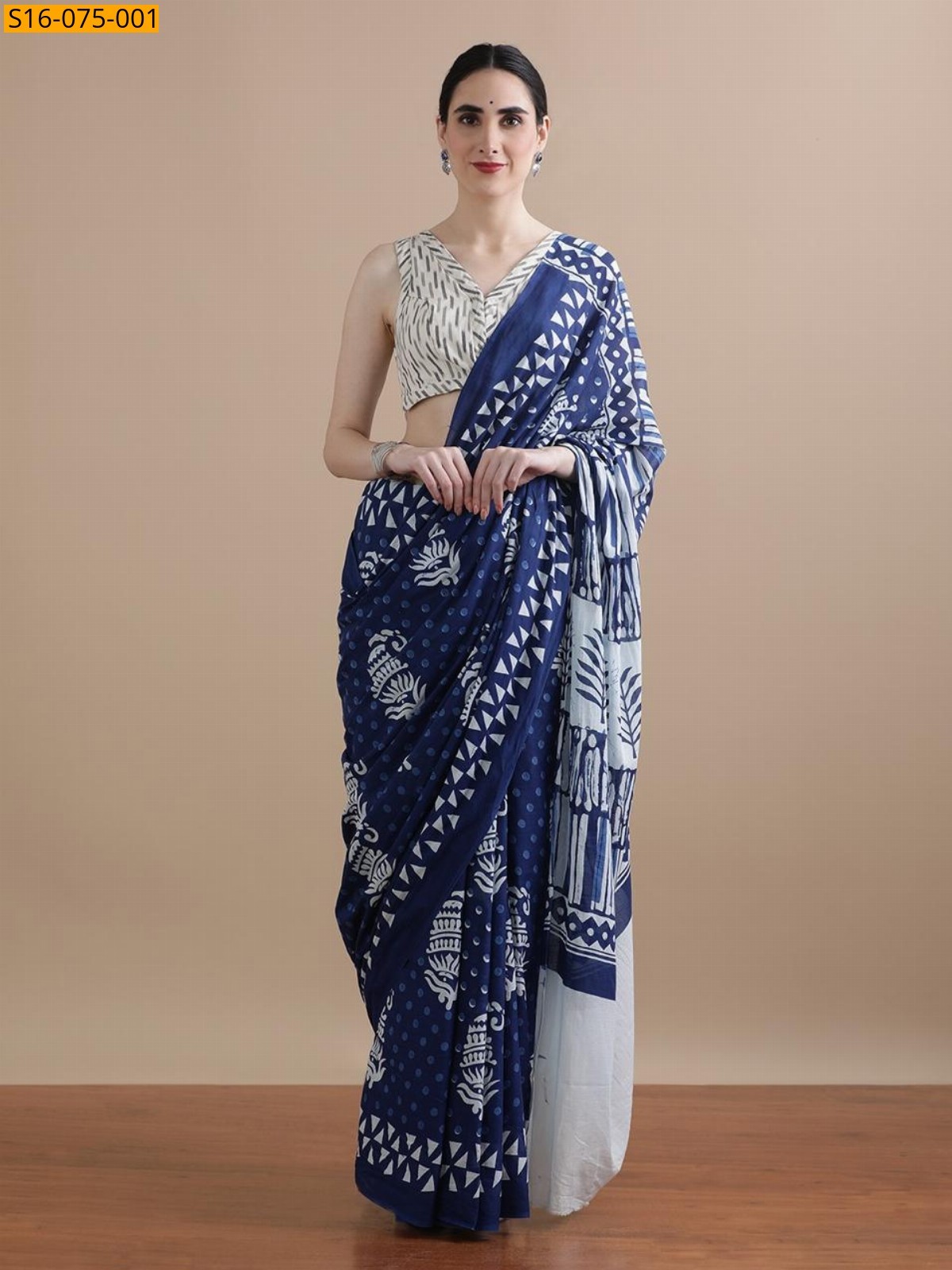 Navy blue Mulmul cotton  sarees