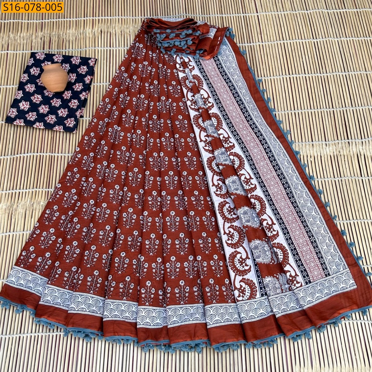 Mulmul cotton  sarees With Pompom