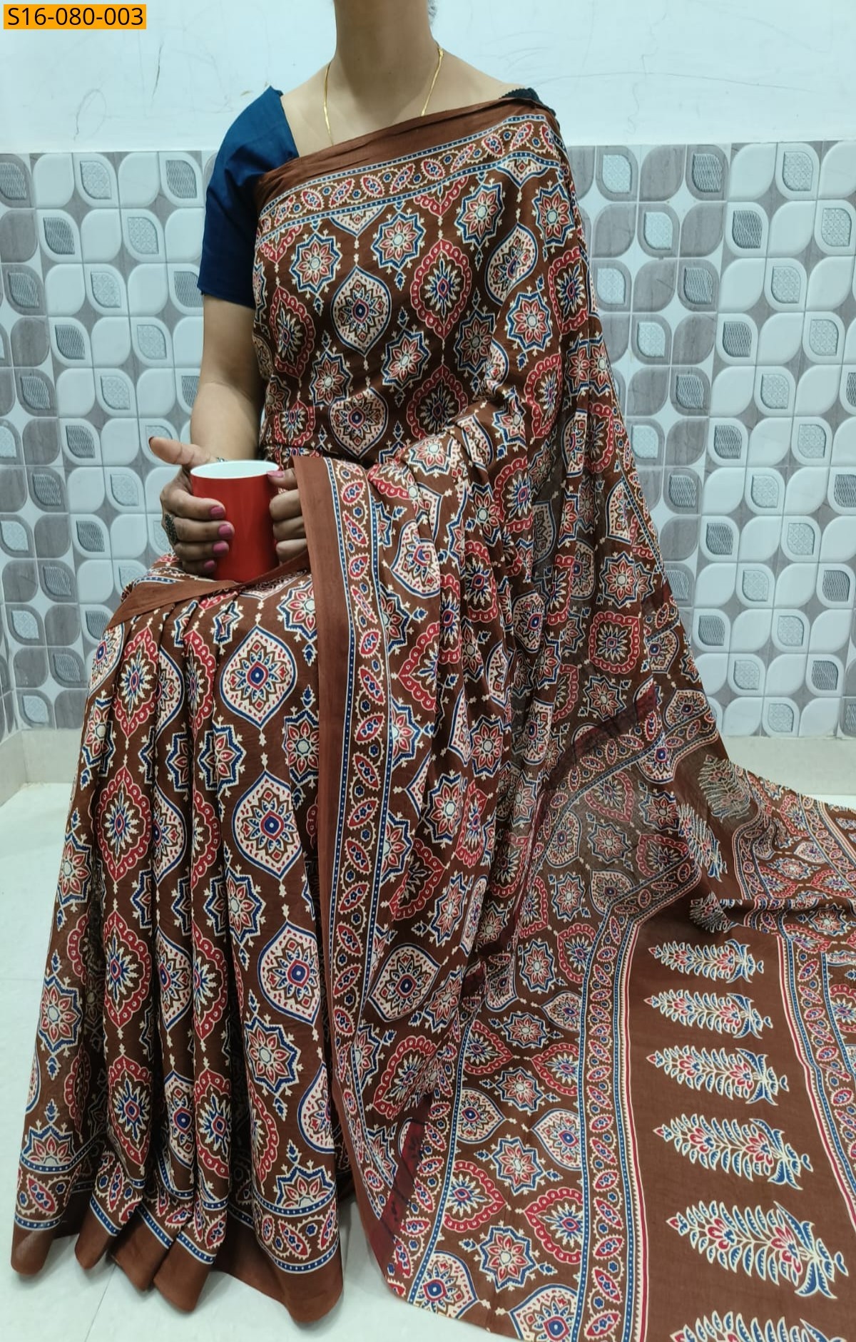 Brown Mulmul cotton  sarees