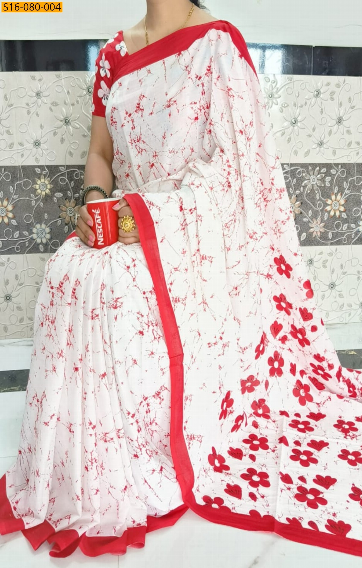 White Mulmul cotton  sarees