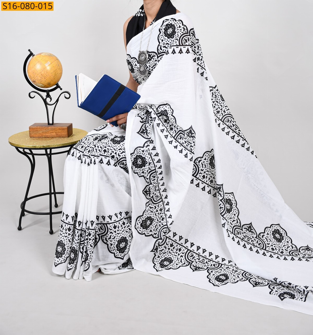 Blue Cotton mulmul Sarees