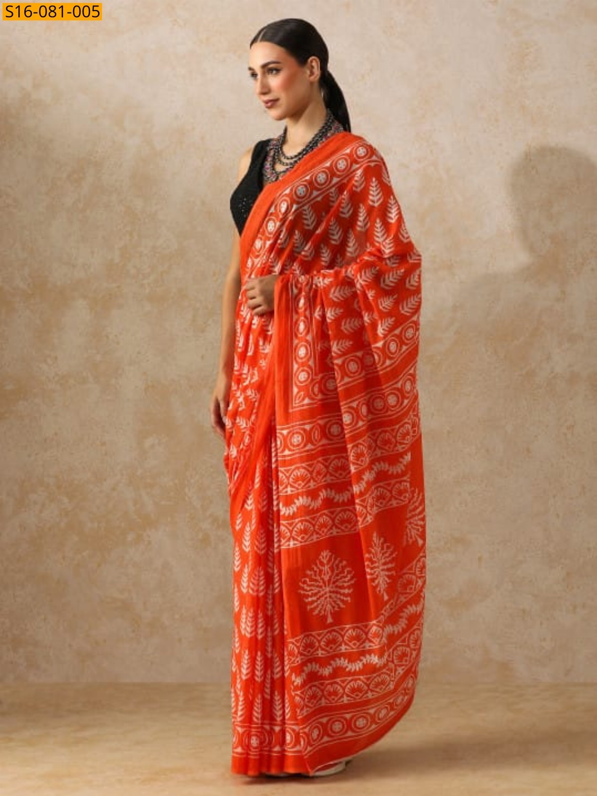 Orange Mulmul cotton  sarees