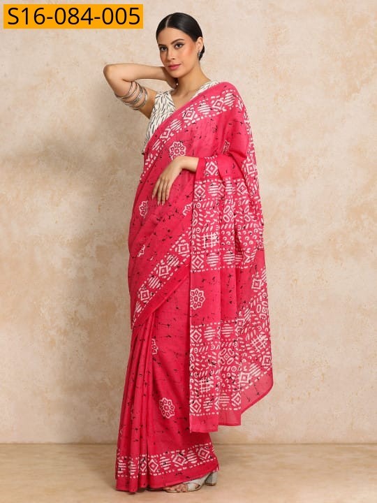 Pink Mulmul cotton  sarees