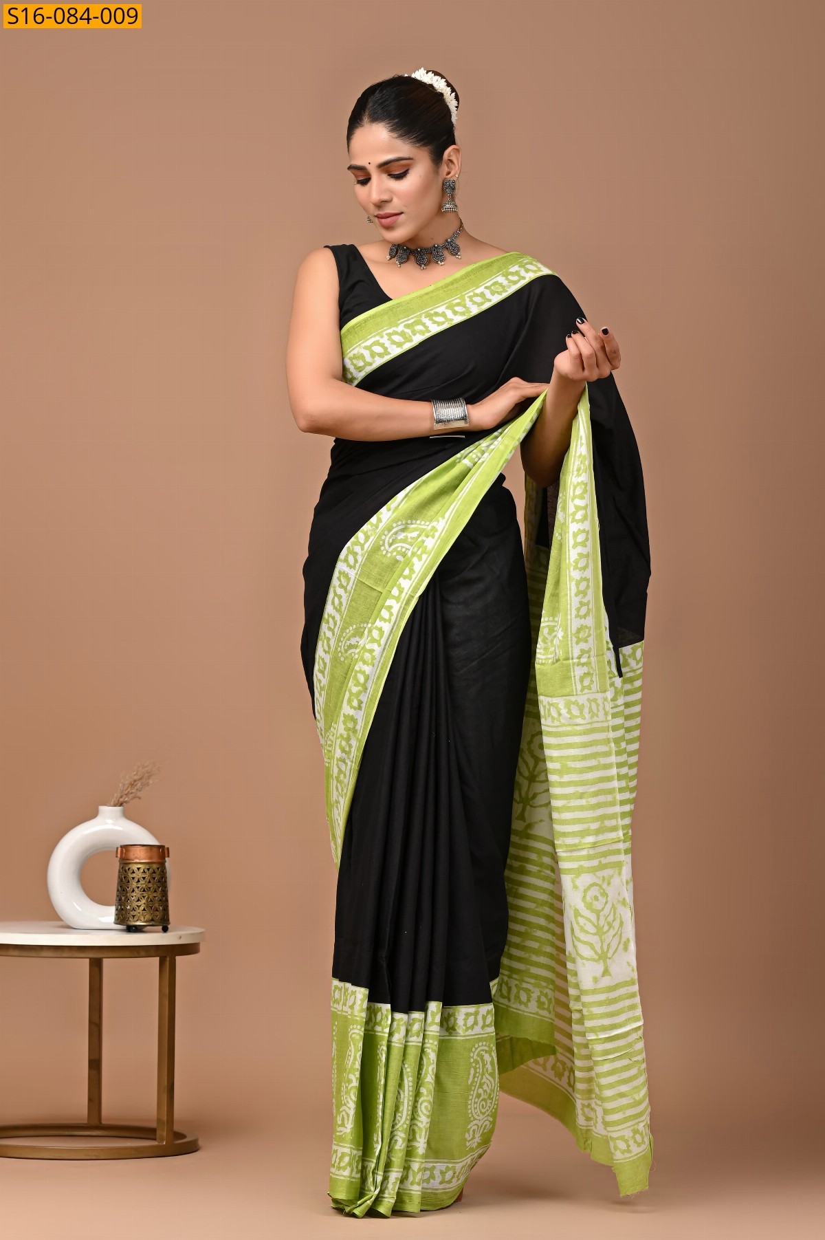 Black Mulmul cotton  sarees