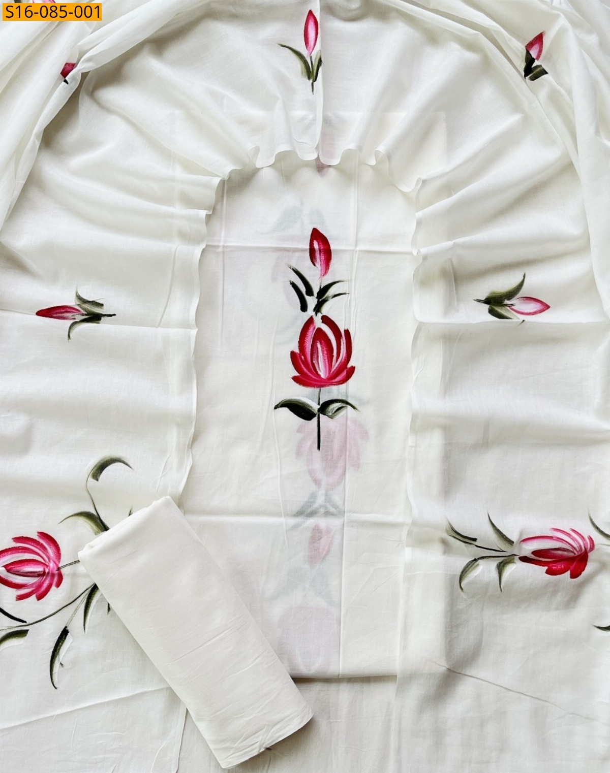 White Handblock printed cotton suits 