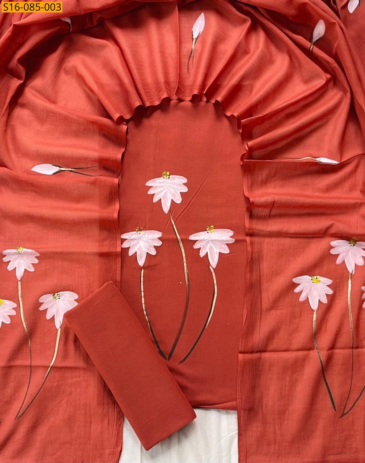 Red Handblock printed cotton suits 