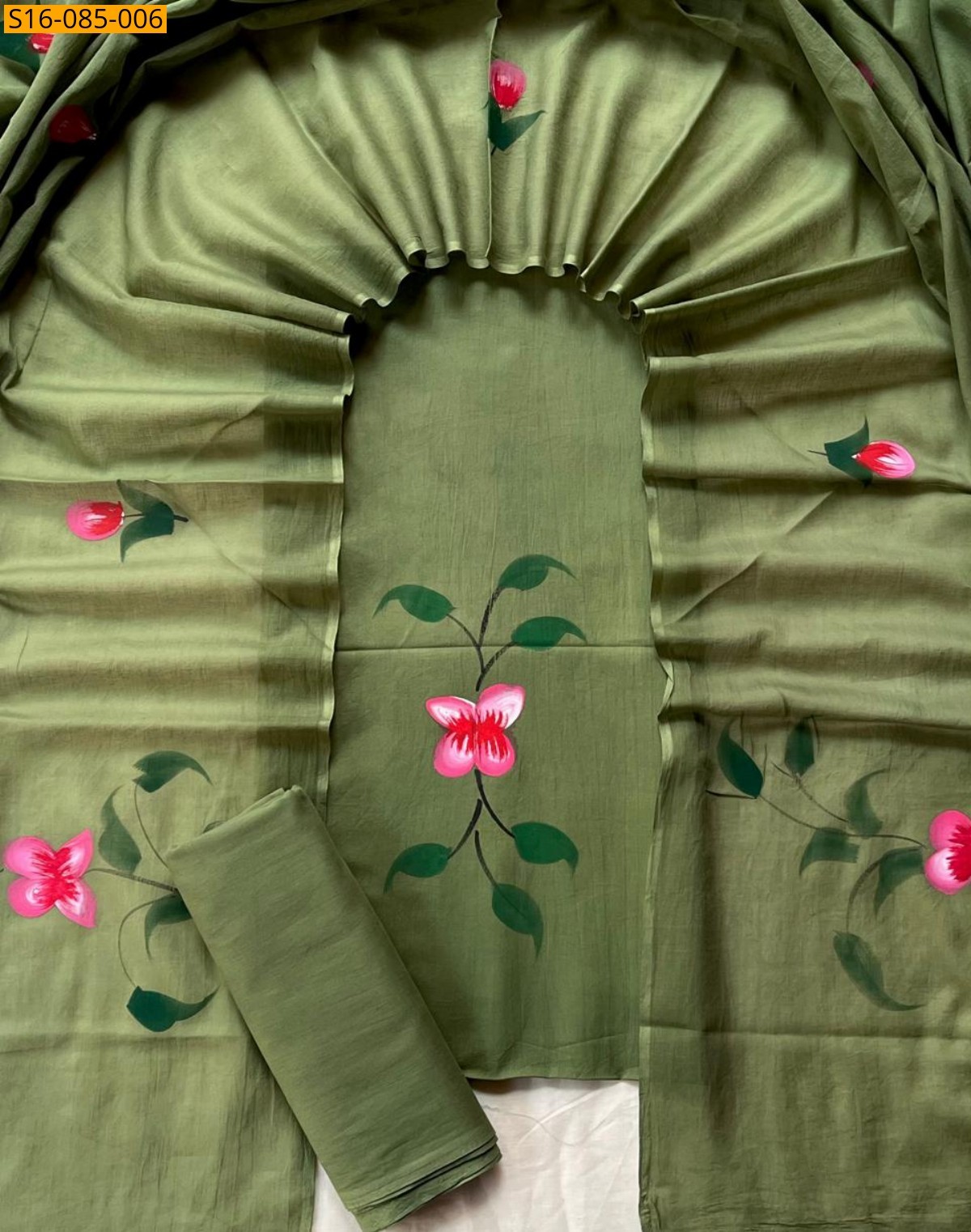 Green Handblock printed cotton suits 