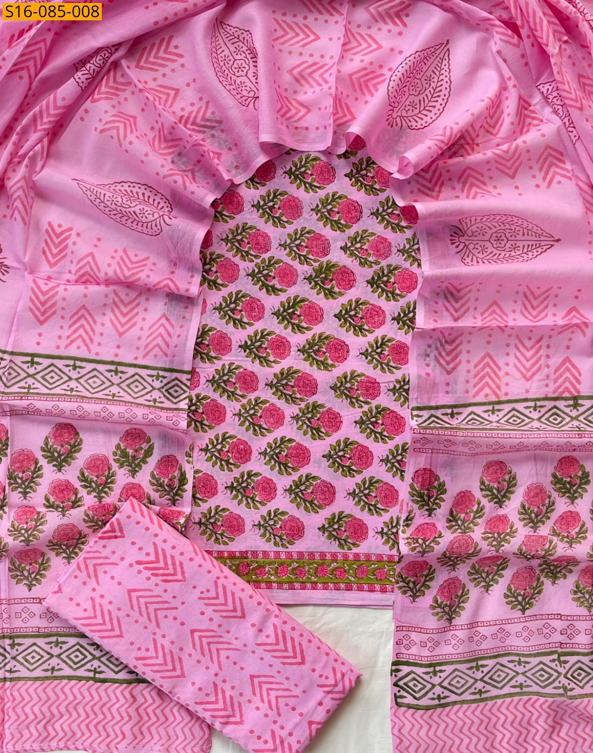Pink Handblock printed cotton suits 
