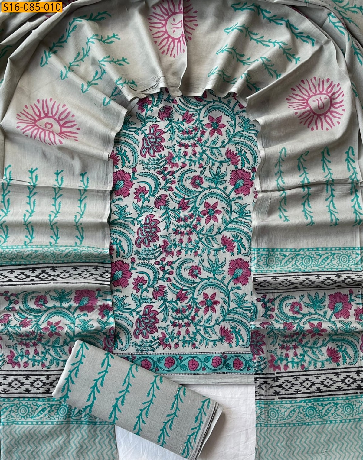 Gray Handblock printed cotton suits 