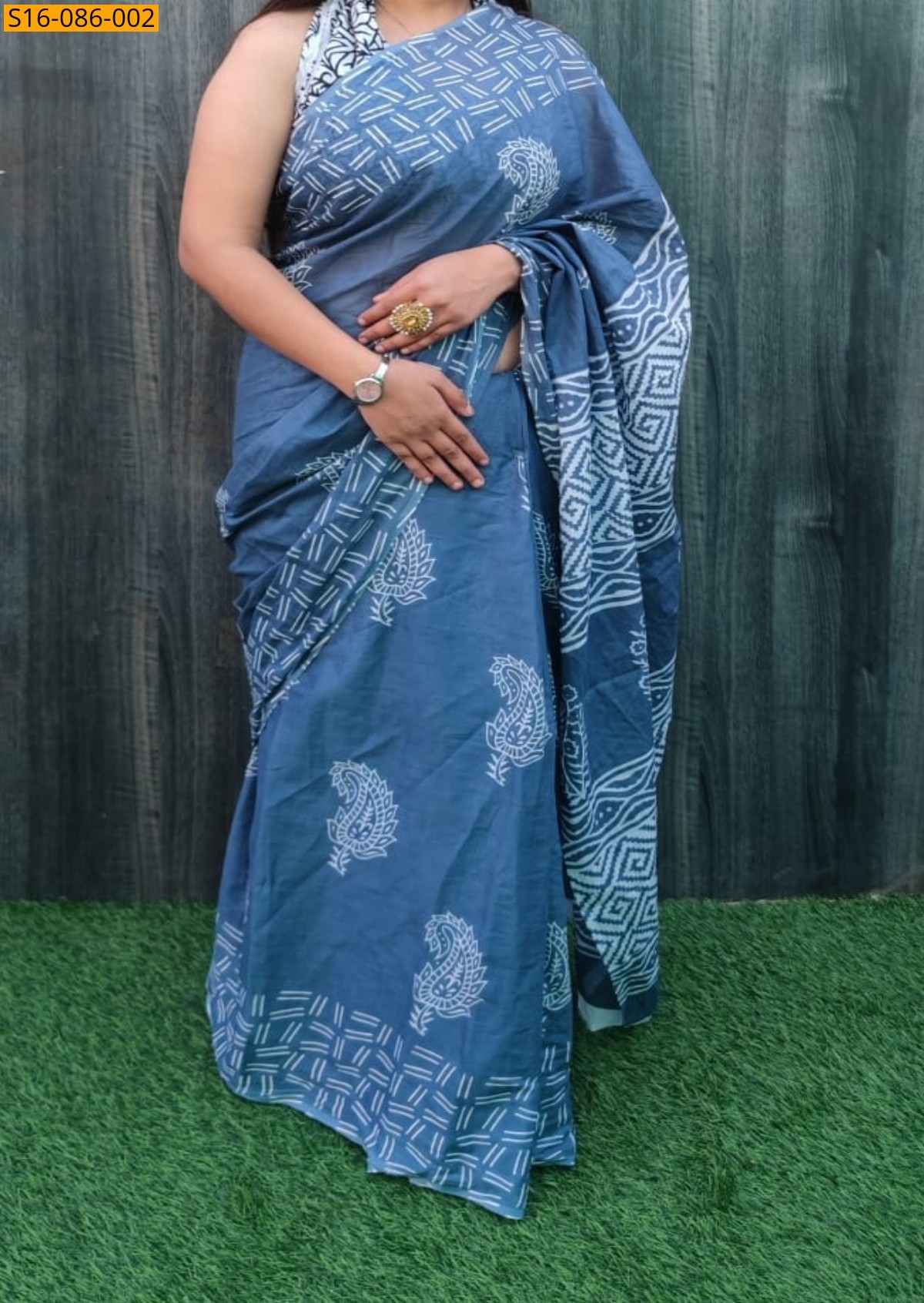 Blue Mulmul cotton  sarees