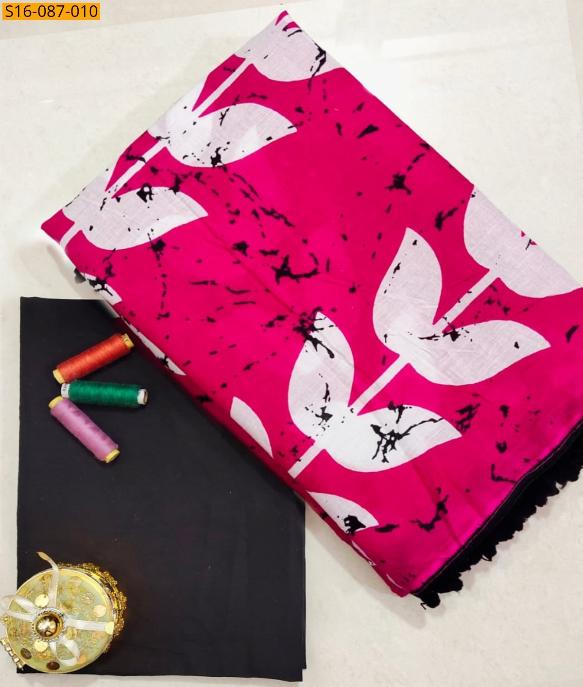 Pink Mulmul cotton  sarees With Pompom