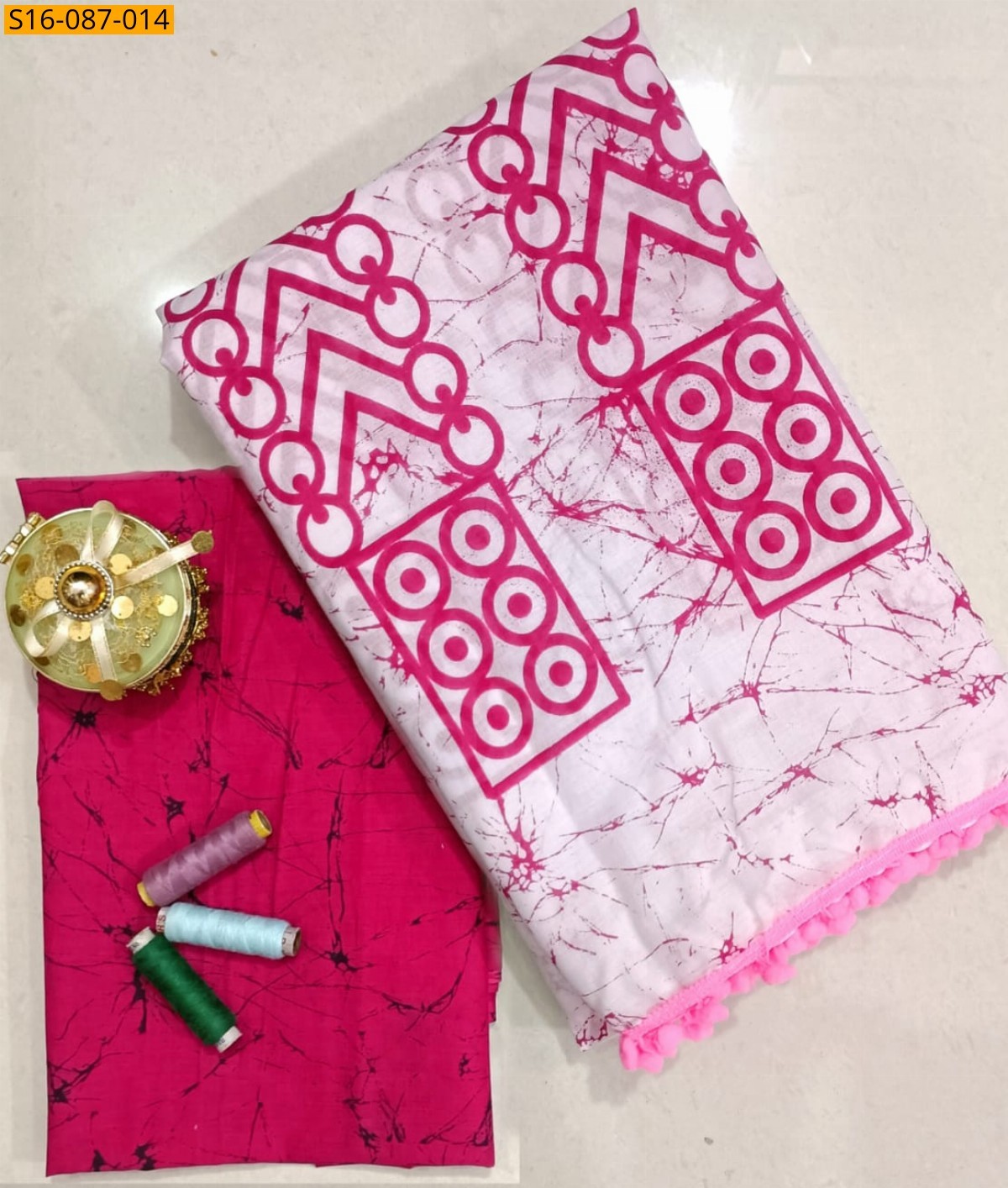 White Mulmul cotton  sarees With Pompom