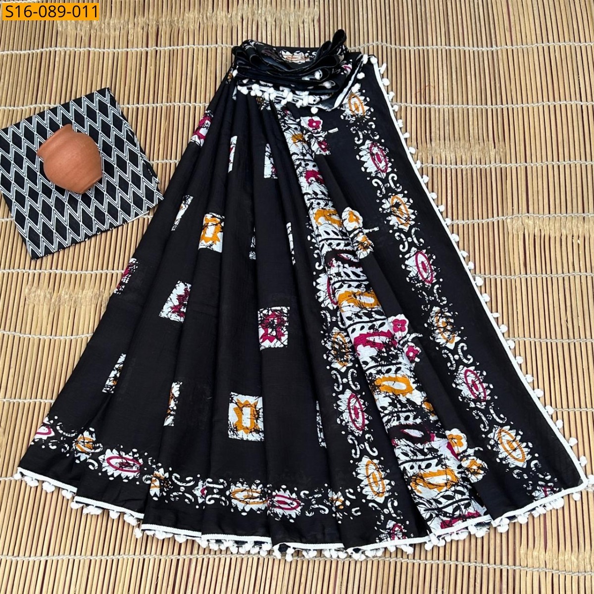 Mulmul cotton  sarees With Pompom