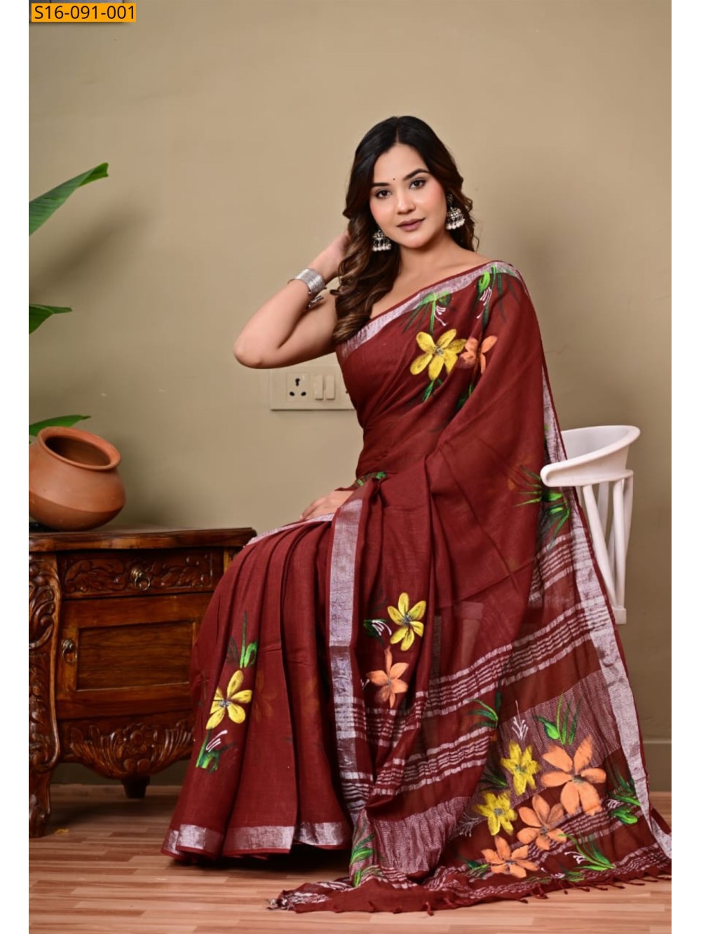 Linen Printed Saree