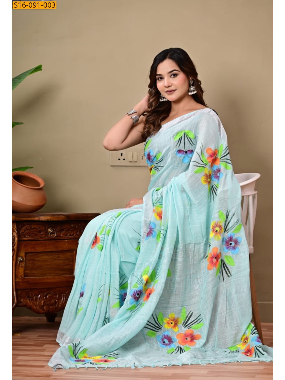 Linen Printed Saree