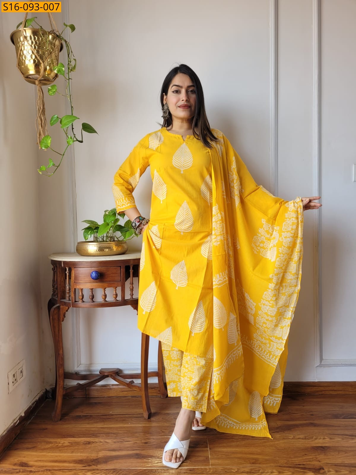 Yellow Fancy Hand block Cotton Suits