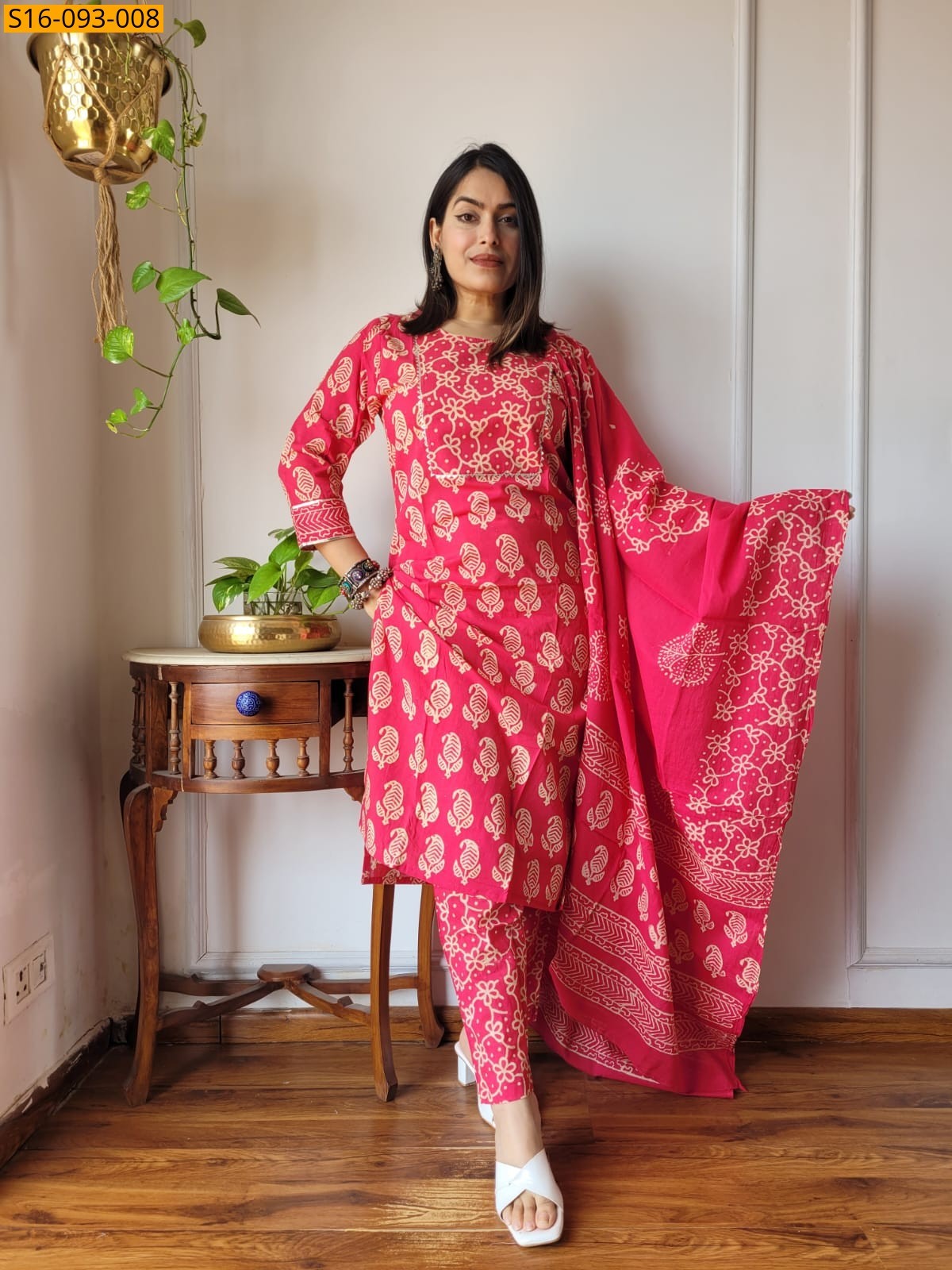 Pink Fancy Hand block Cotton Suits