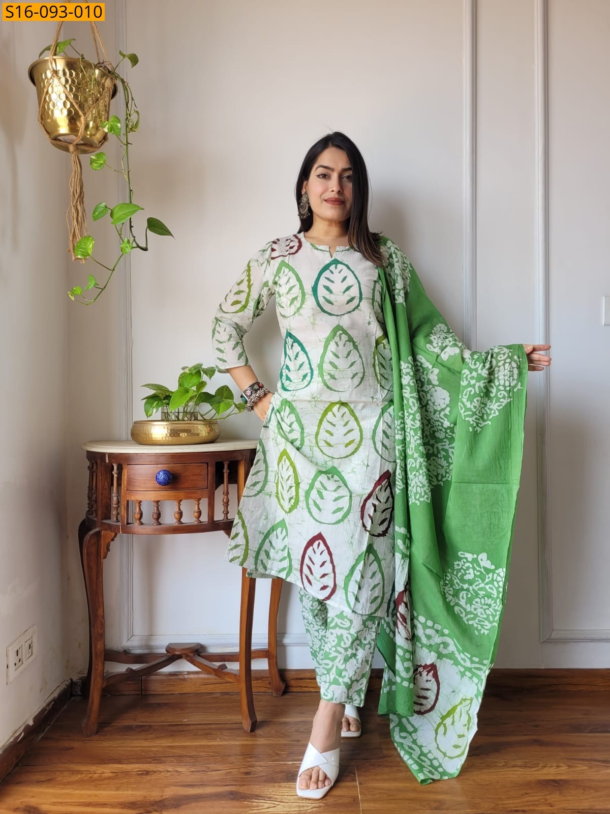 Green Fancy Hand block Cotton Suits