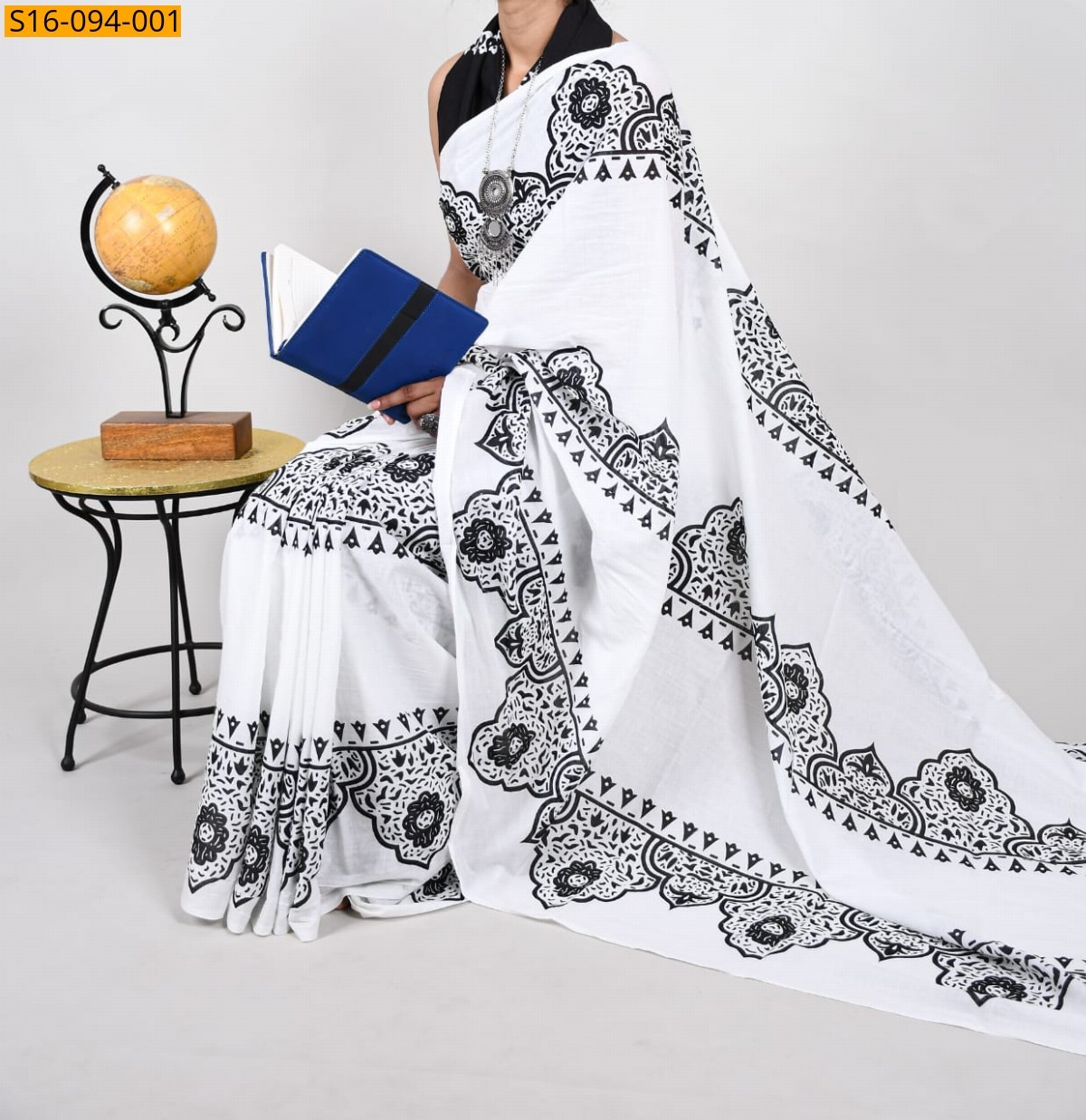 White Fancy Cotton Mul Mul Sarees