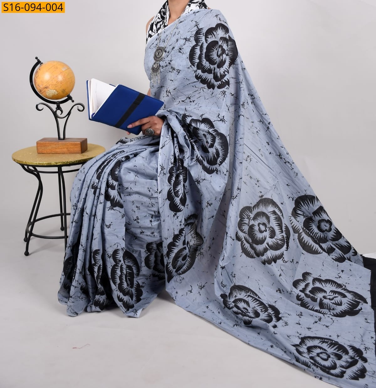 Grey Fancy Cotton Mul Mul Sarees