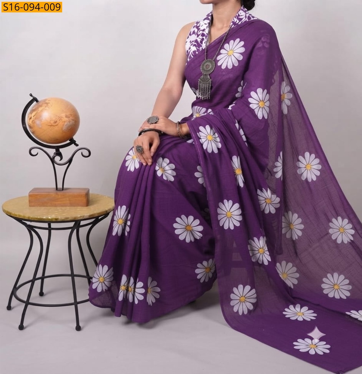 Violet Fancy Cotton Mul Mul Sarees