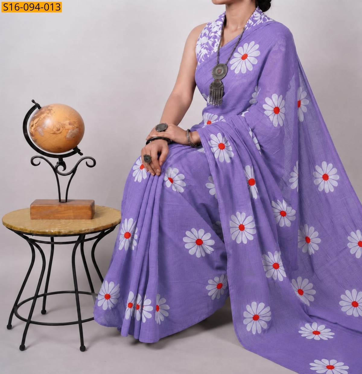 Lavender Fancy Cotton Mul Mul Sarees