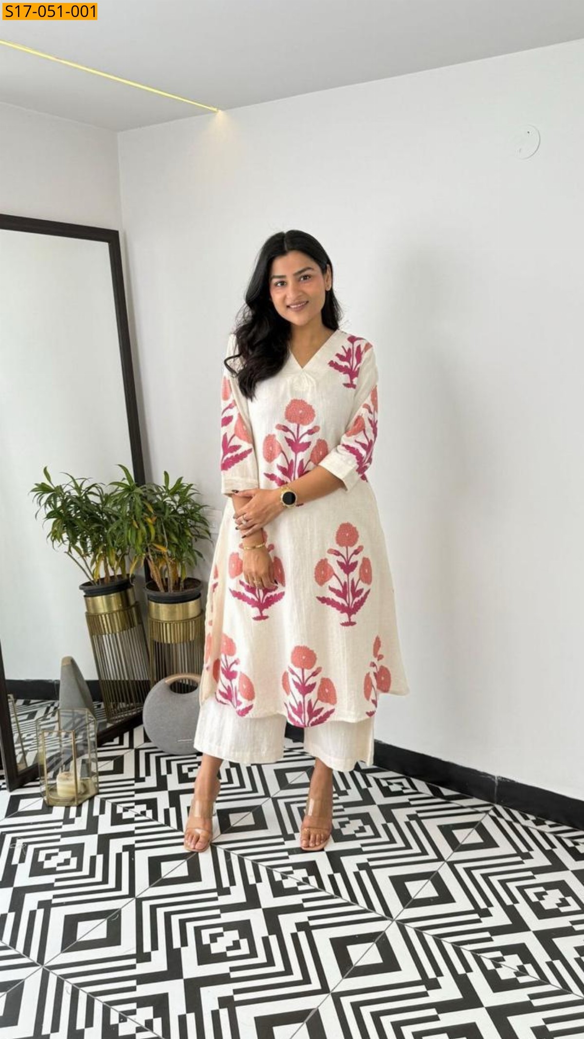 White Kurta with palazzo Sets