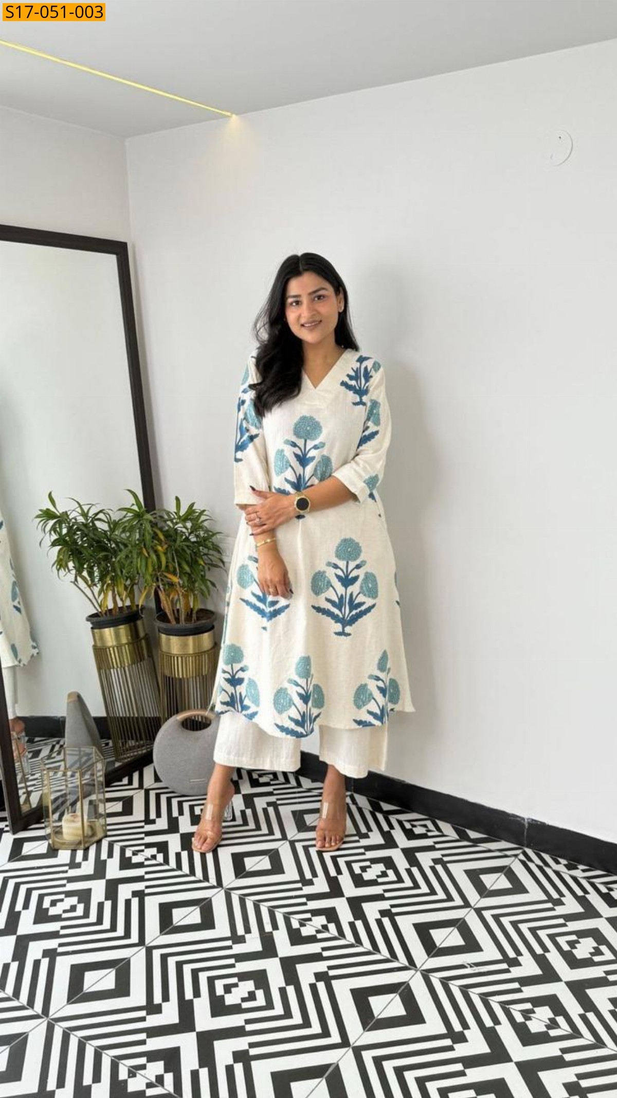 White Kurta with palazzo Sets