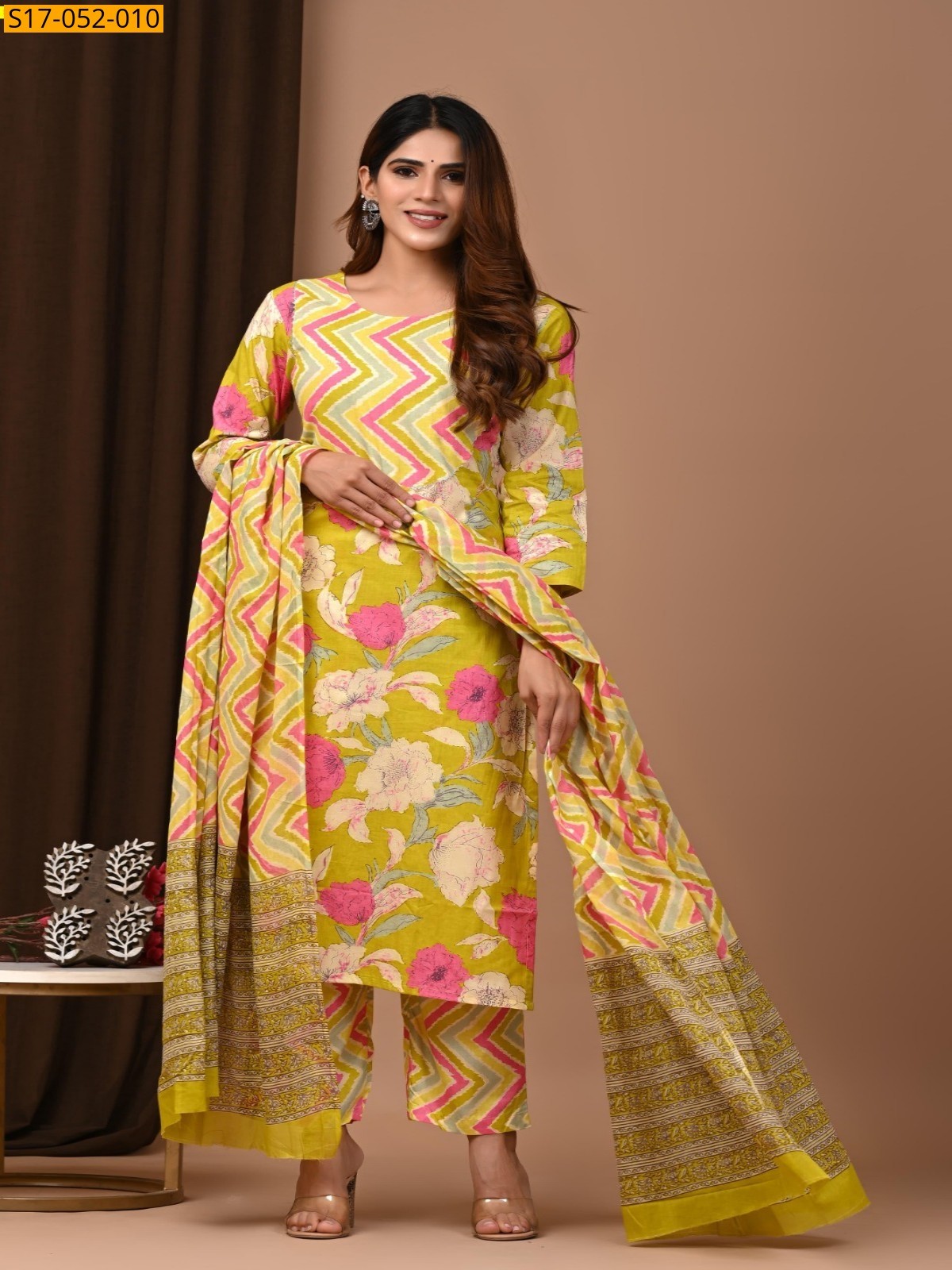 Yellow Hand block printed designer Cotton Stitched Suit