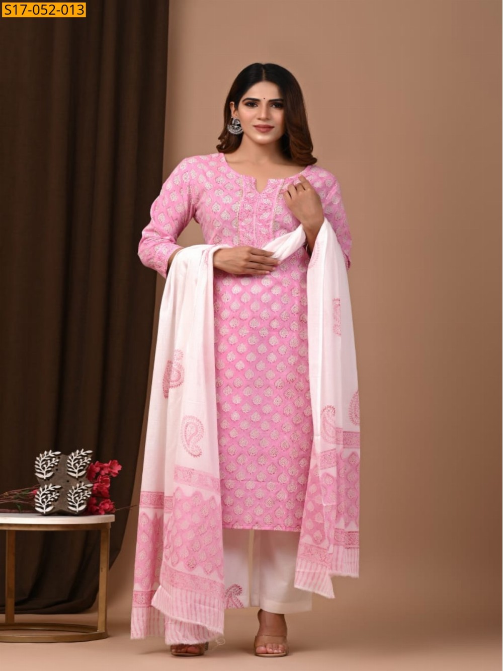 FANCY HAND BLOCK PRINTED 3 PCS SET