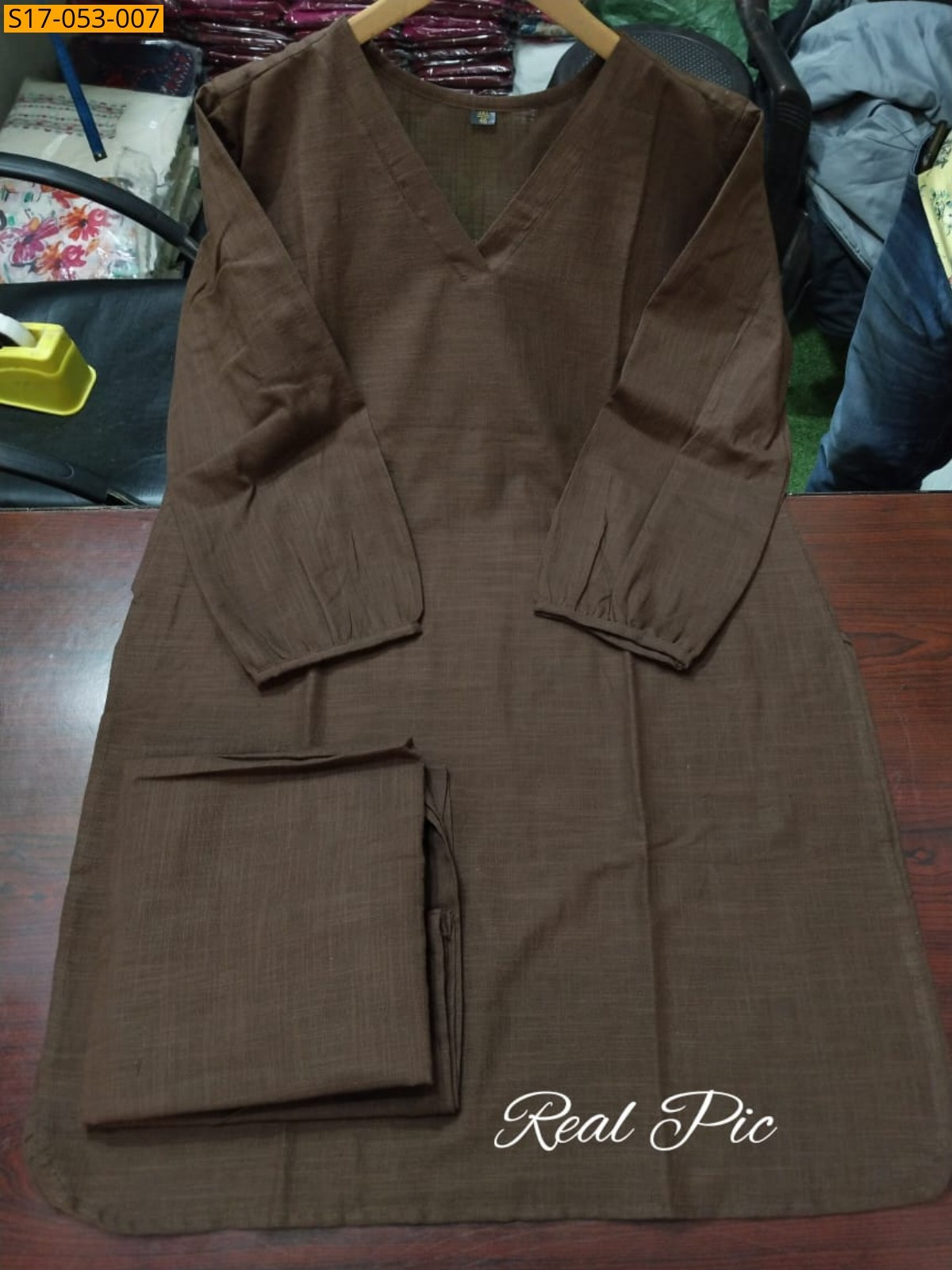 Brown Pure cotton office wear co-rds set
