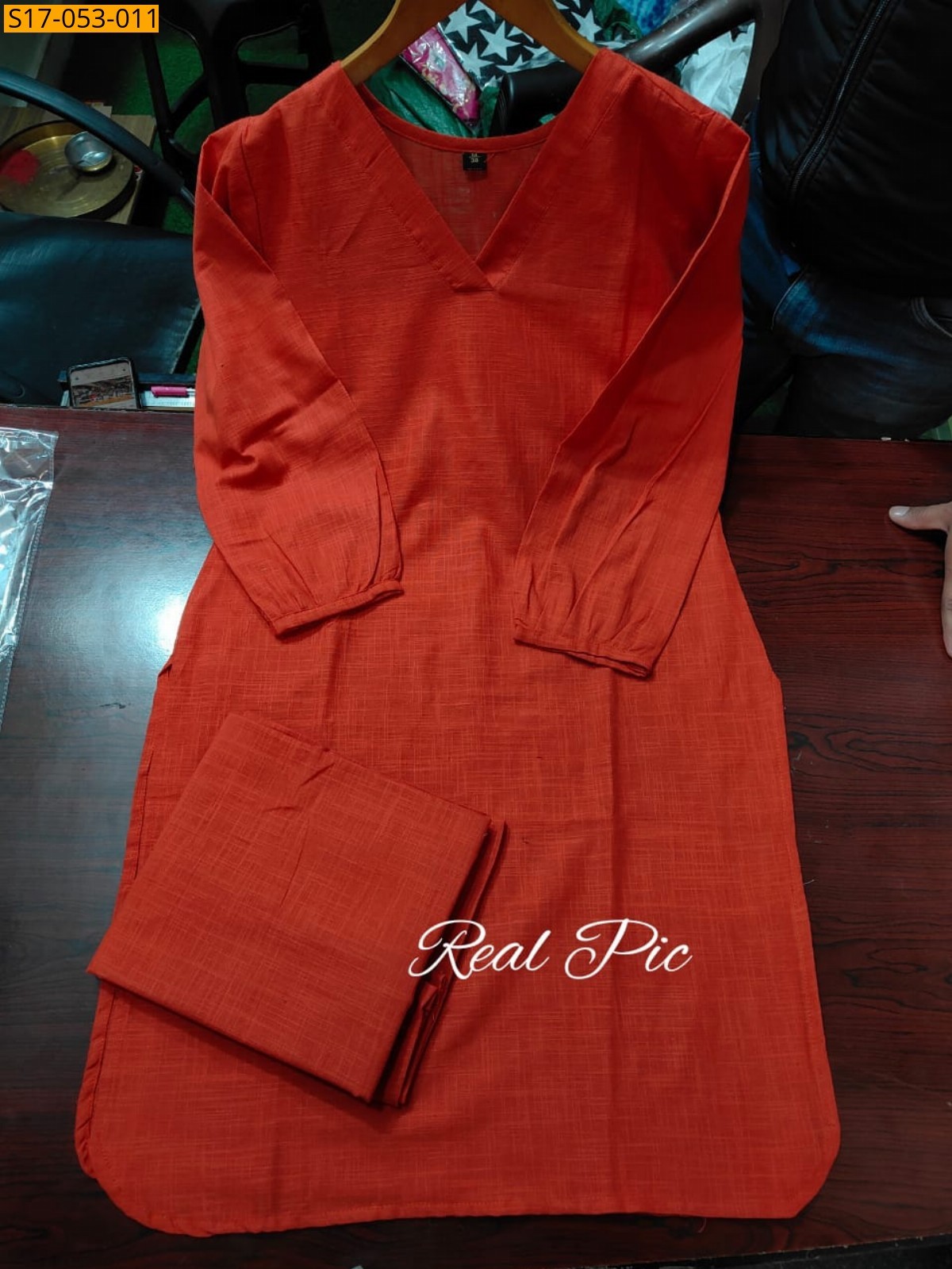 Orange Pure cotton office wear co-rds set