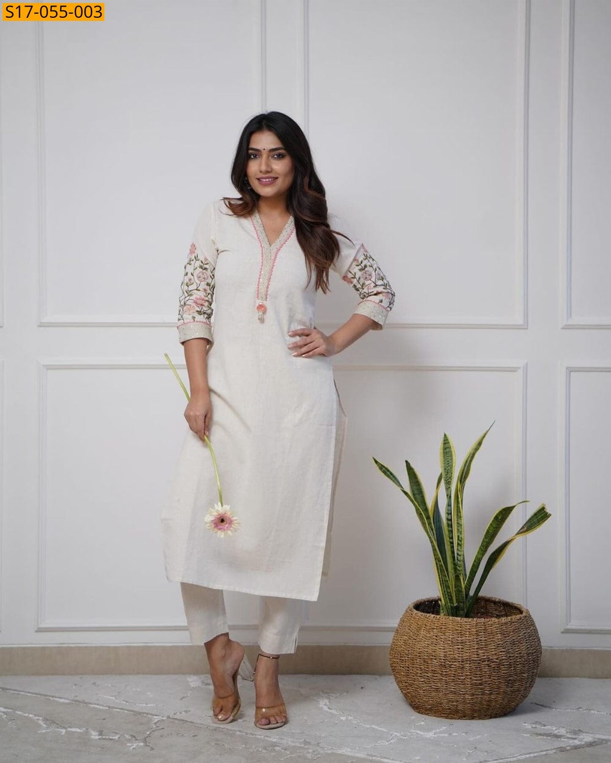 White Cotton slub co-ord set