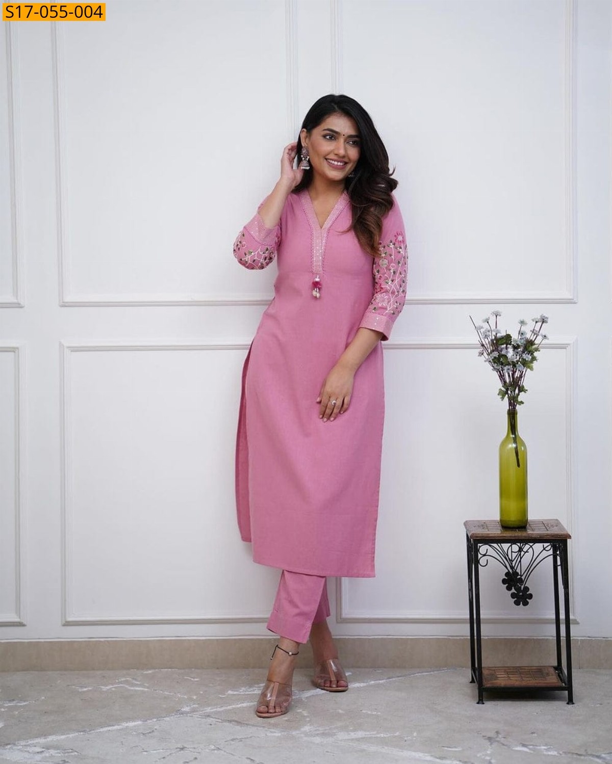 Pink Cotton slub co-ord set