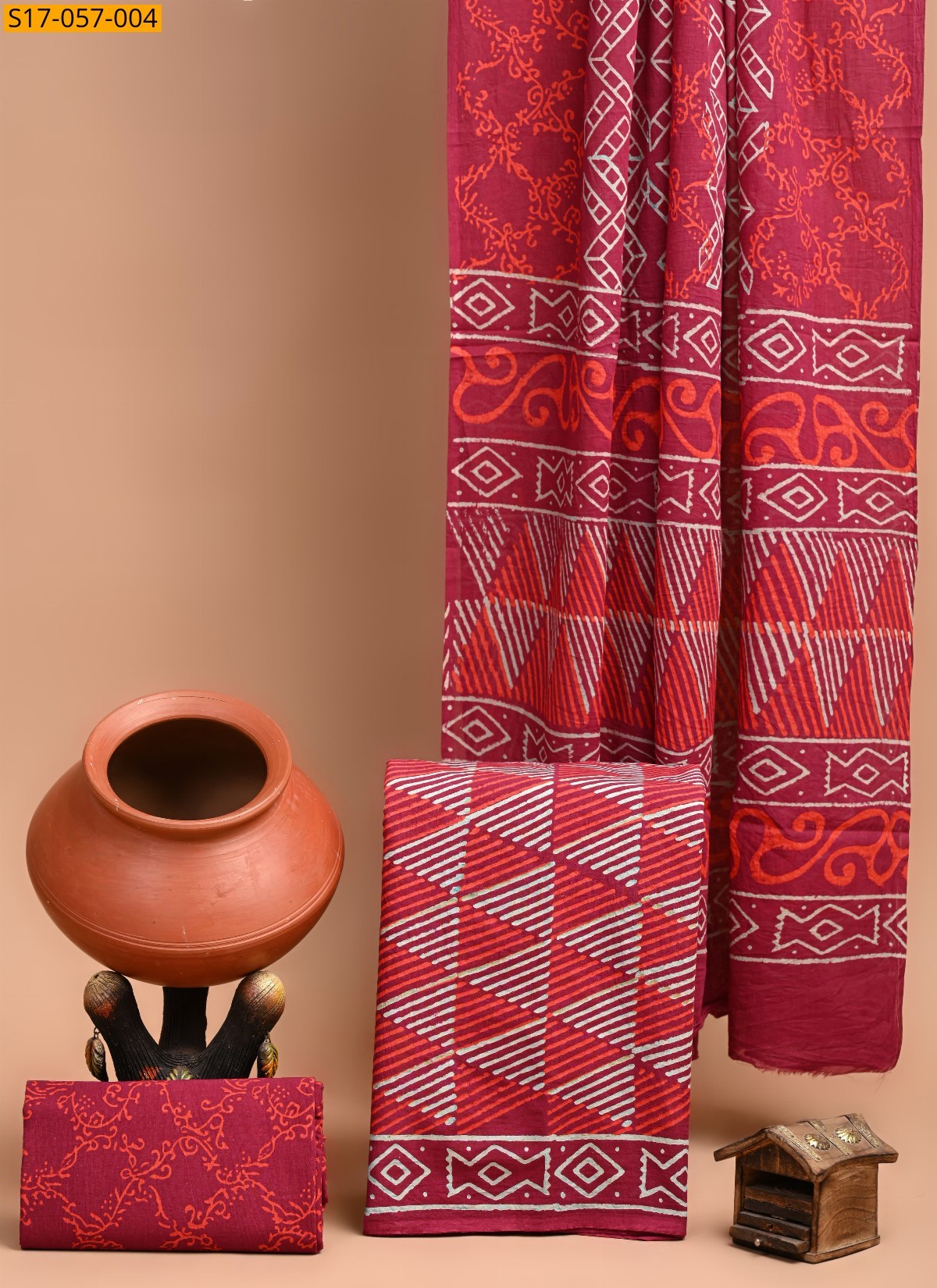 Red Cotton printed dress material