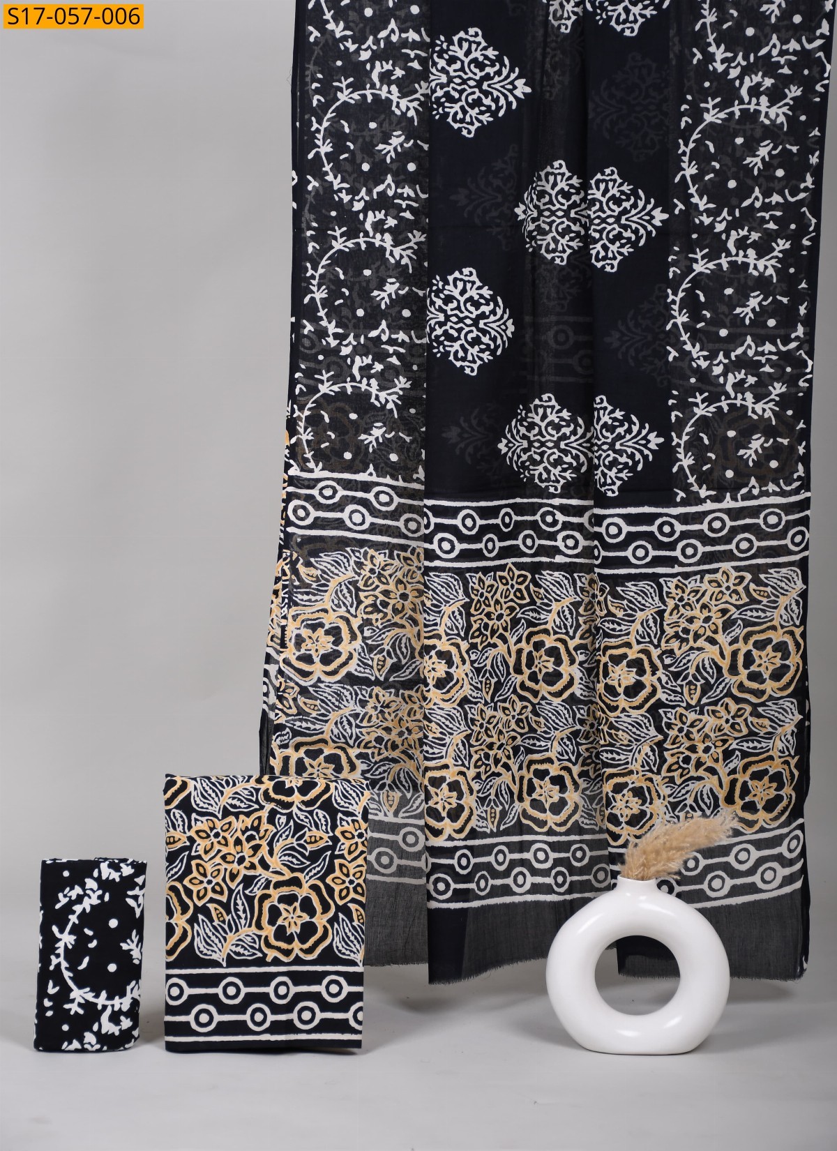Black Cotton printed dress material