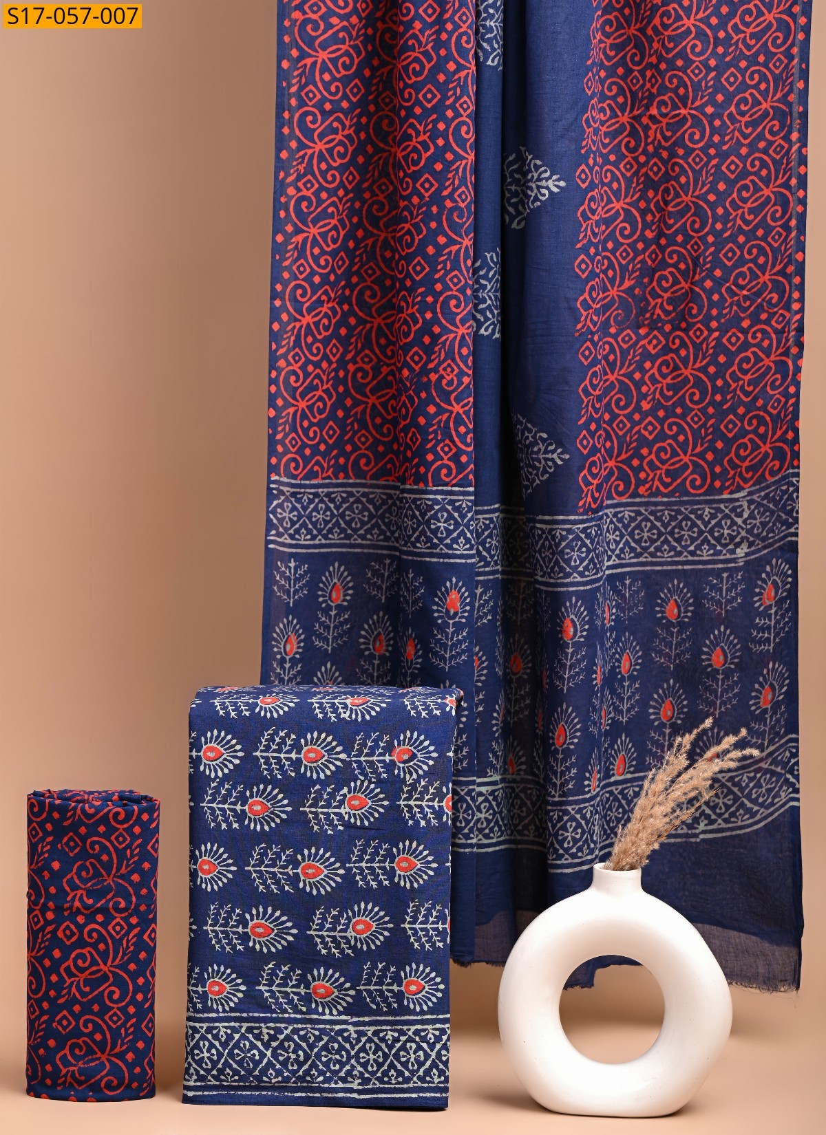 Red Cotton printed dress material