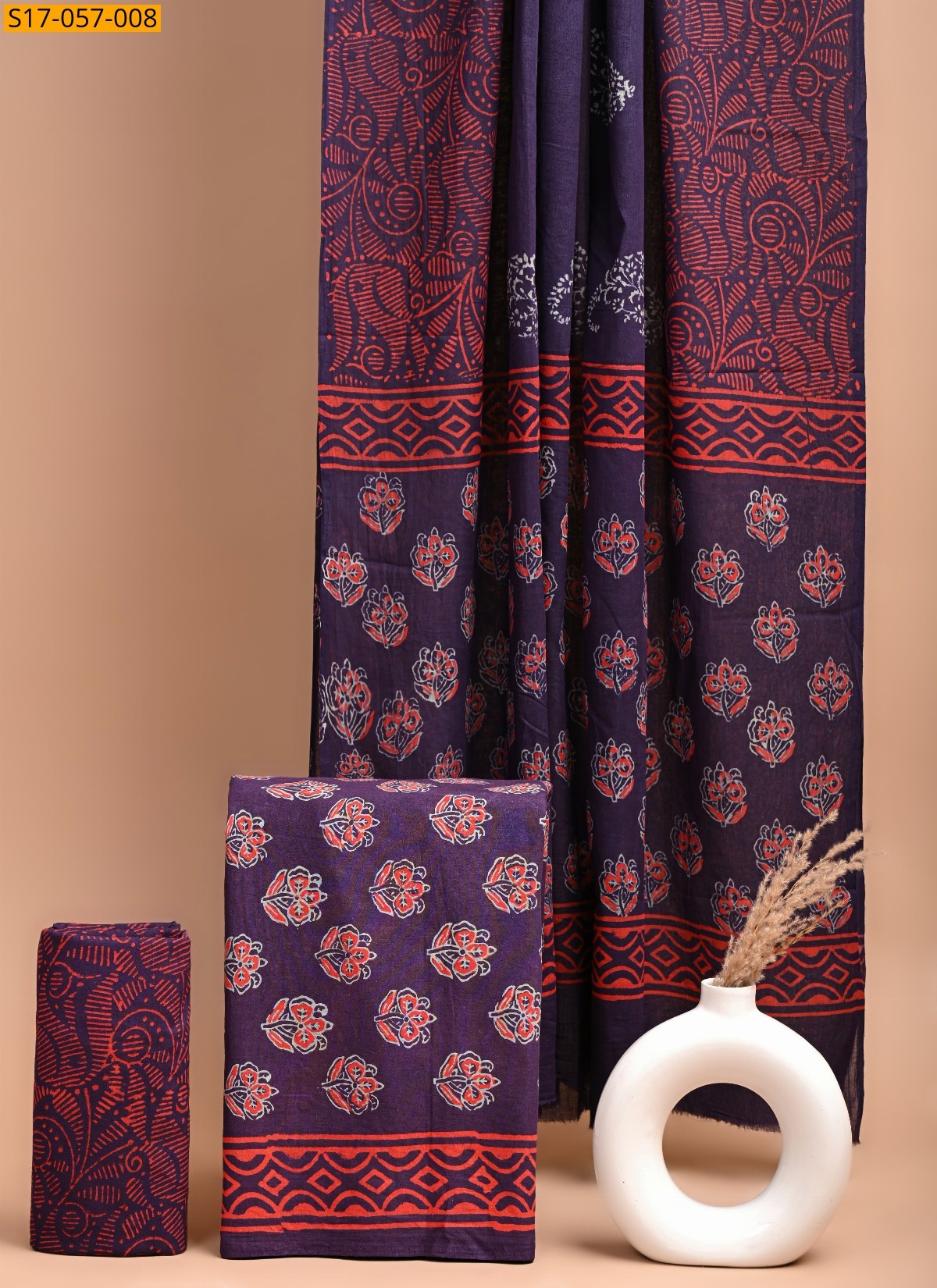 Wine Cotton printed dress material
