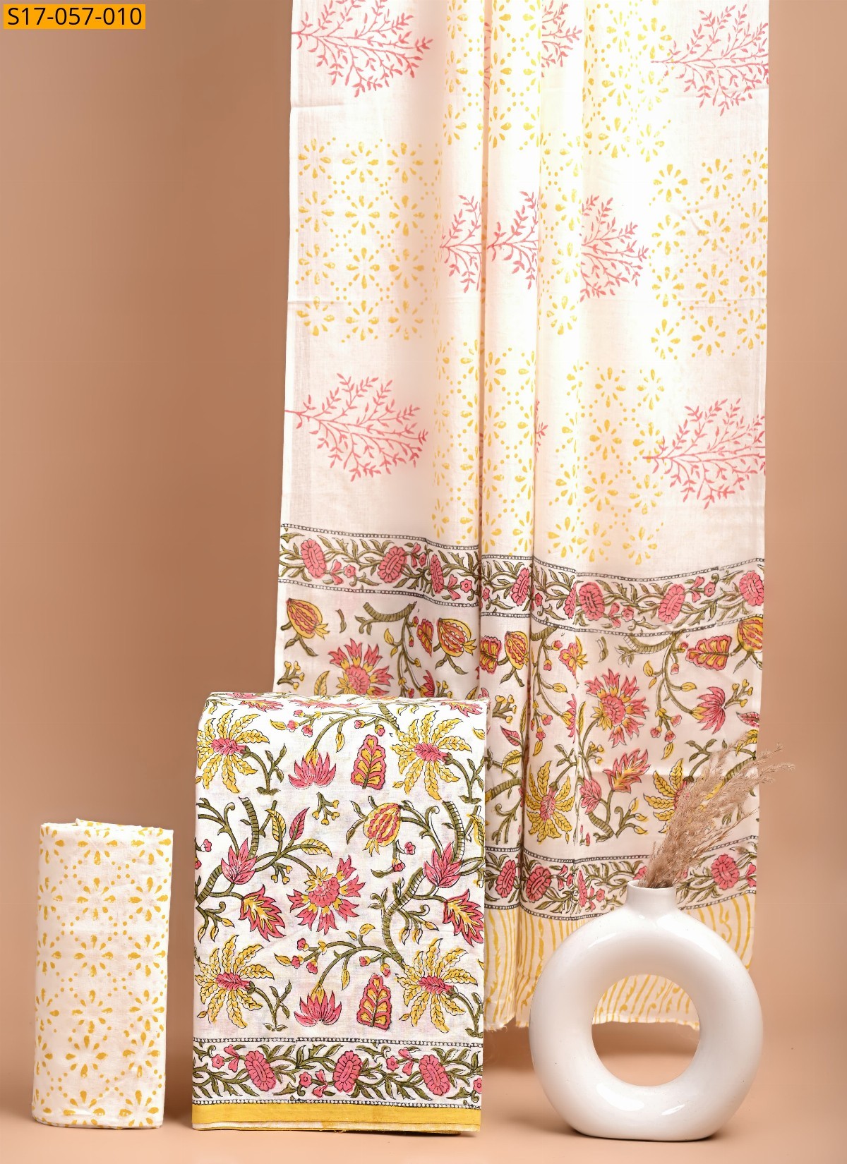 Half White Cotton printed dress material