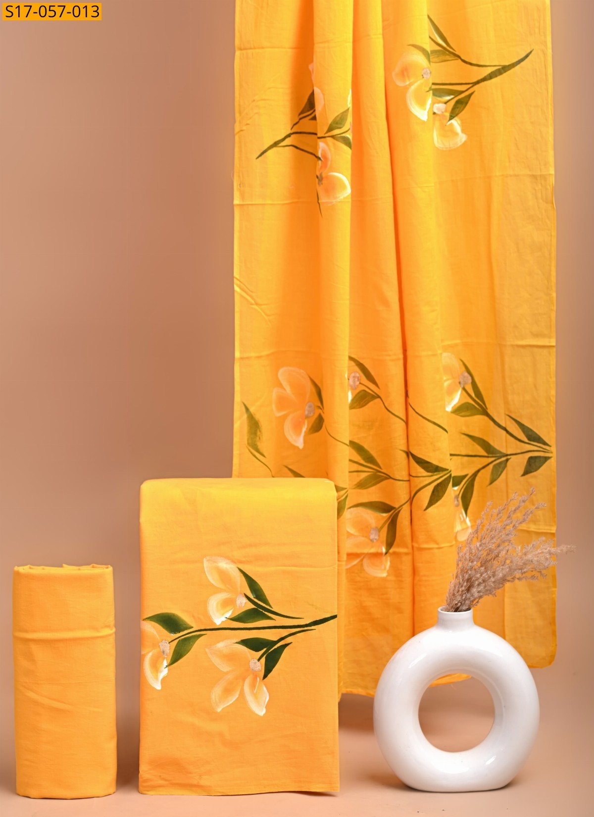 Yellow Cotton printed dress material