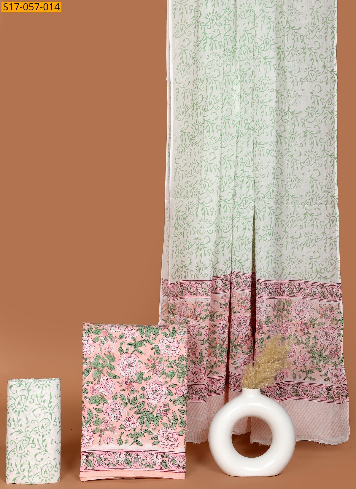 White Cotton printed dress material