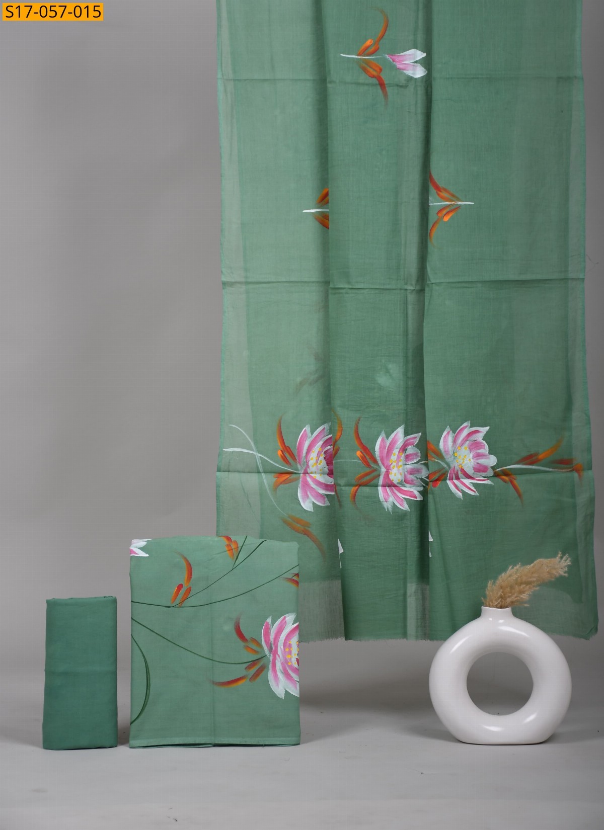 Green Cotton printed dress material