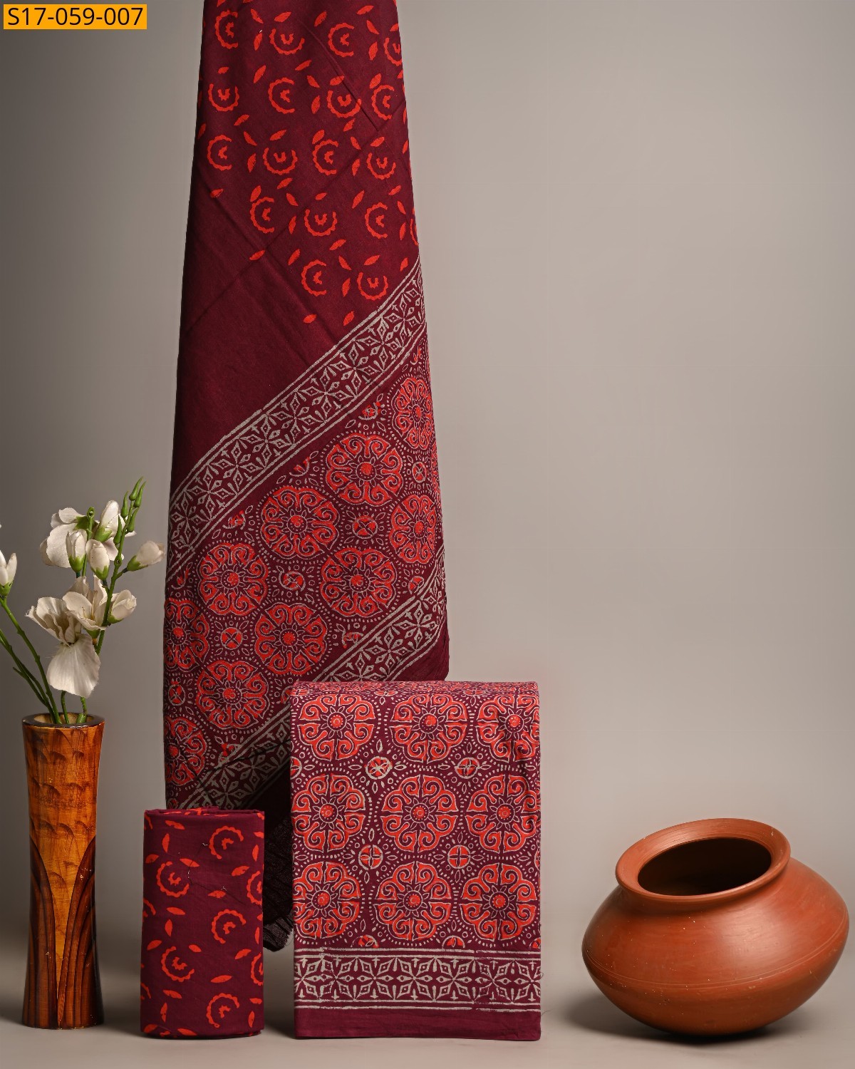 Maroon Printed cotton suits