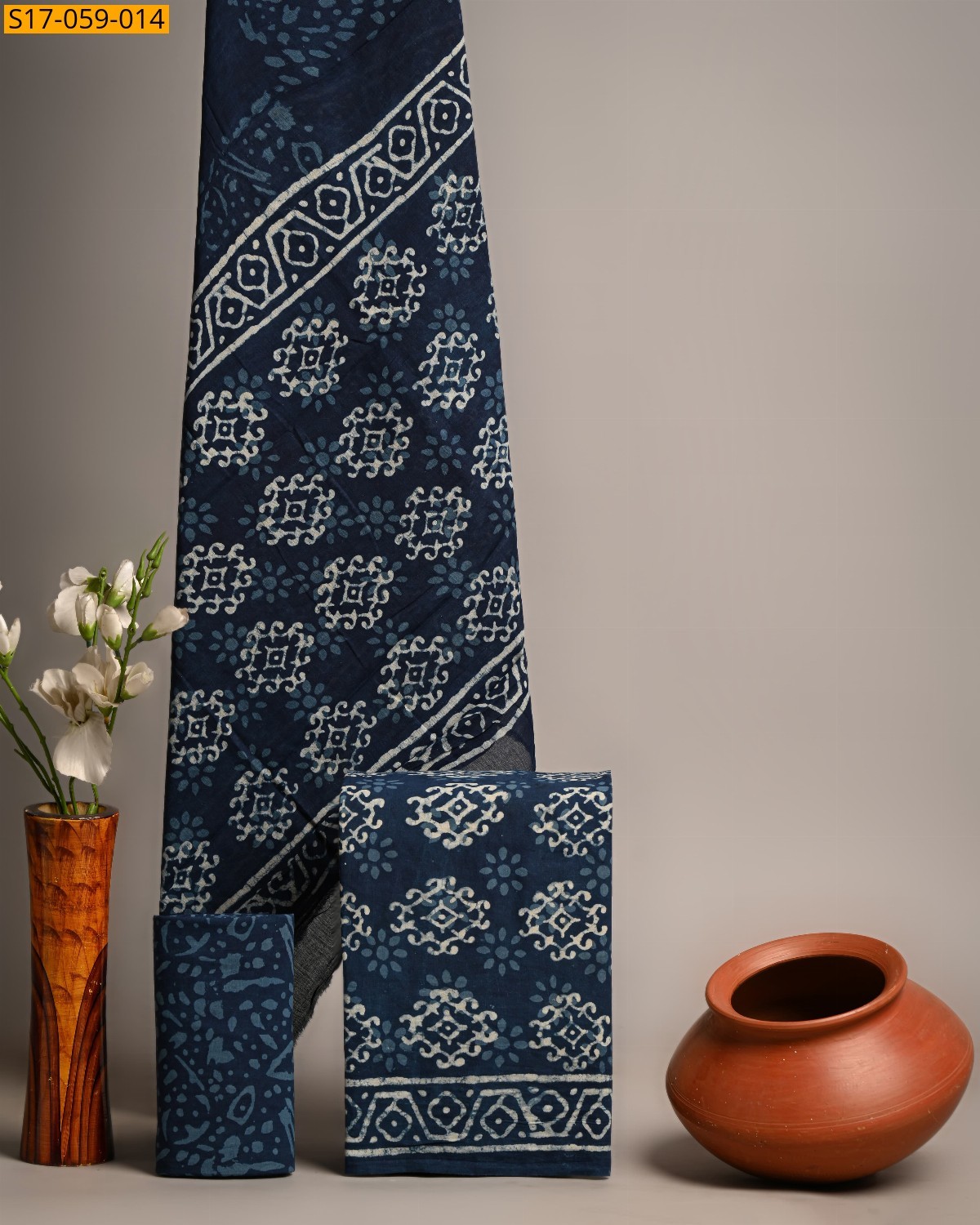 Navy Blue Printed cotton suits