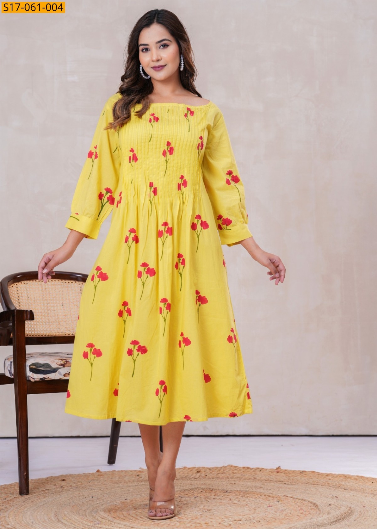 Yellow Cotton handwoven kurti