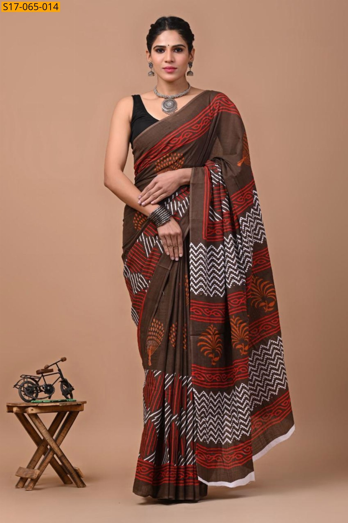 Brown Mulmul cotton sarees 