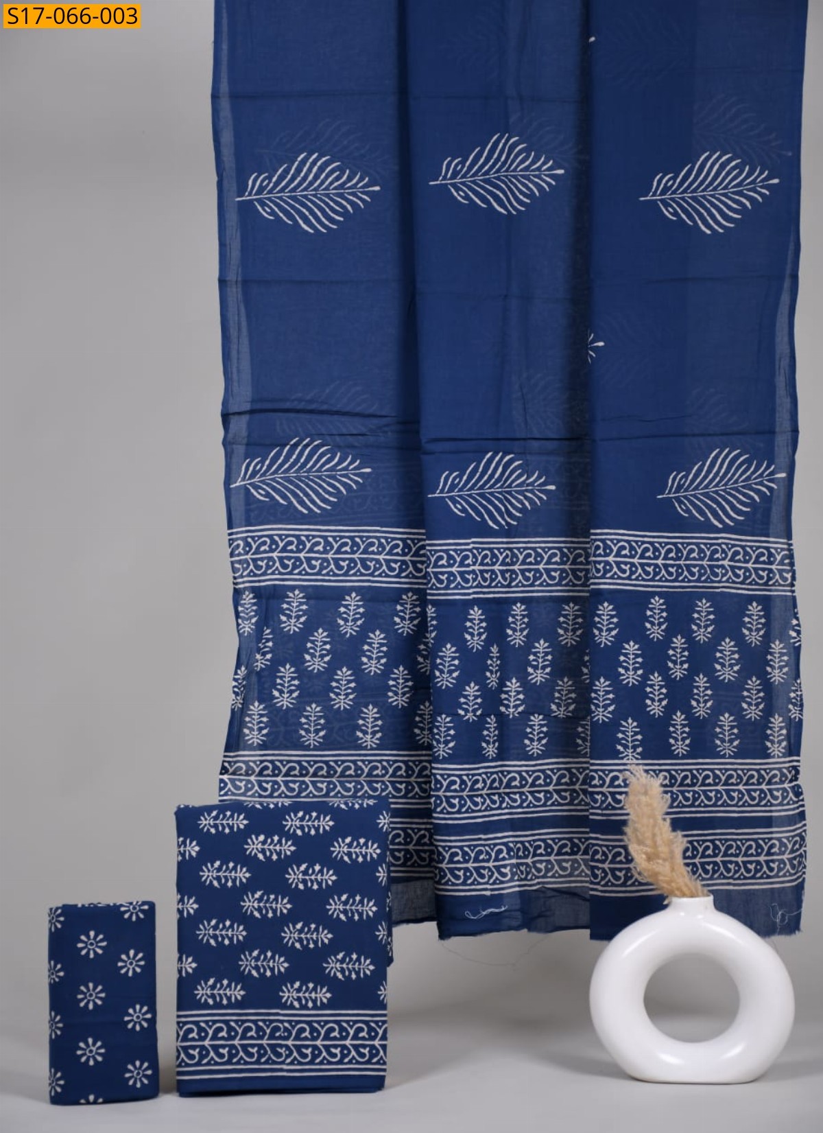 Navy Cotton mulmul handblock printed set