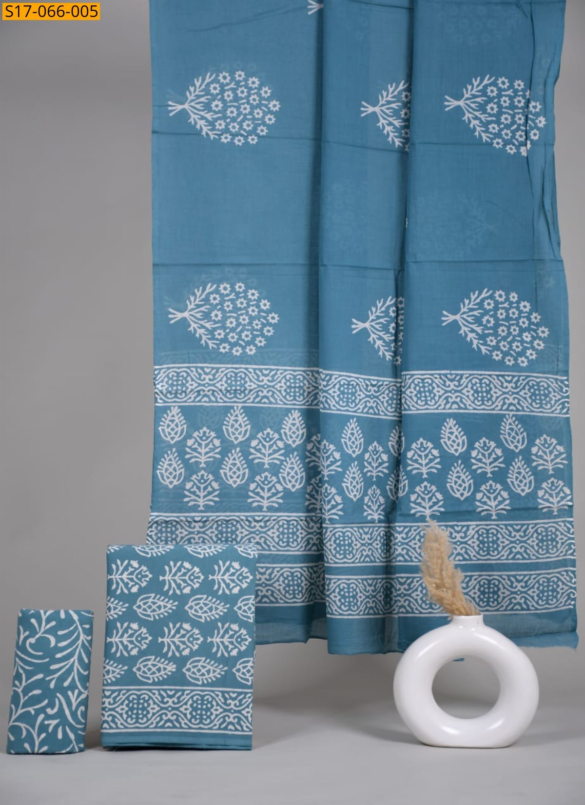 Blue Cotton mulmul handblock printed set